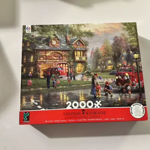 Thomas Kinkade Fire Station Fireman Jigsaw Puzzle 2000 Pieces