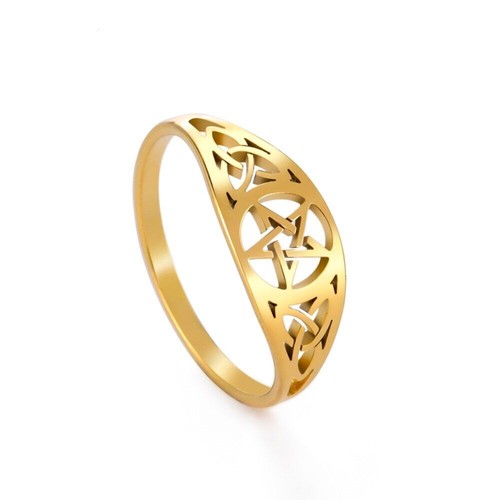 New Gothic Irish Knot Pentagram Ring Stainless Steel Wicca Amulet Rings Jewelry - Picture 24 of 44