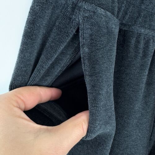 Lululemon Morning Restore Pants Size 2 Heathered Black Velour Wide Leg Split Hem - Picture 3 of 20
