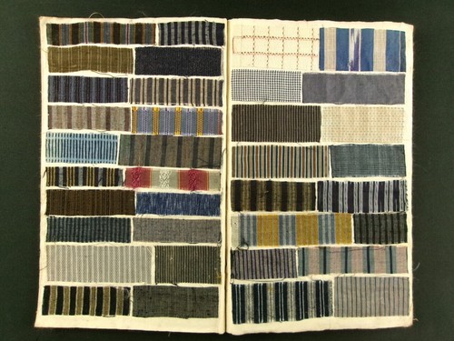 KIMONO FABRIC Japanese Antique Sample Book Shima Design Pattern 1893 Meiji b775 - Picture 14 of 20