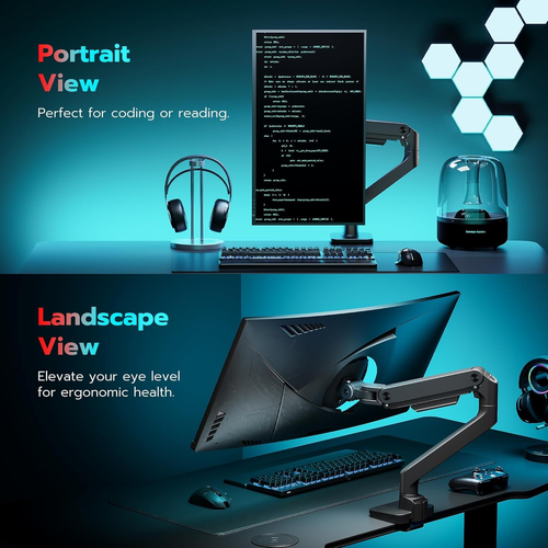 ARES WING Ultrawide Monitor Arm for 17 to 49 Inch Heavy Duty Curved Screen, Hold - Photo 7/12