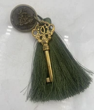 Desk Armoire Key Decor Tassel Green with Gold Key The Mayflower Great Condition