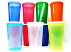 12 - 20 Oz. Plastic Drinking Glasses Lids Straws Mfg USA Mix of Colors No BPA