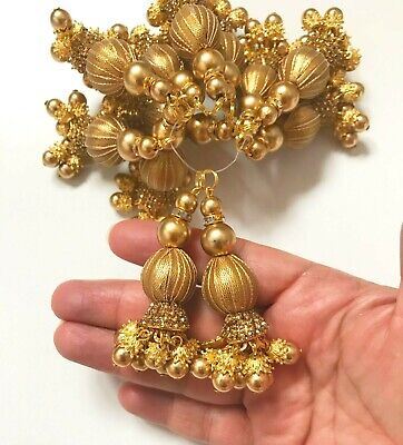 1 par oro más recientes de la India labor gota del grano Borla latkan Sari Blusa Dupatta lehenga