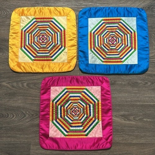 Funda de cojín vintage hecha a mano coreana arco iris retazos almohada rosa satinado - Imagen 13 de 14