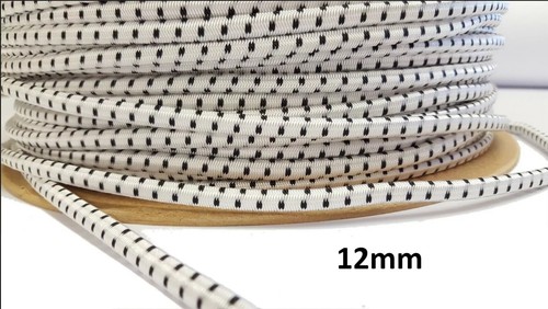 ELASTIC BUNGEE ROPE SHOCK CORD TIE DOWN WHITE BLACK VARIOUS LENGTH / THICKNESS - Picture 15 of 16