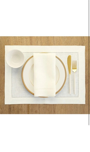 Solino Home Linen Placemats 14 x 19 Inch - 100% Pure Linen Ivory - Picture 2 of 9