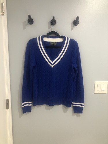 L-RL Lauren Active Ralph Lauren Zopfmuster V-Ausschnitt Rugby Cricket Pullover Gr. L 