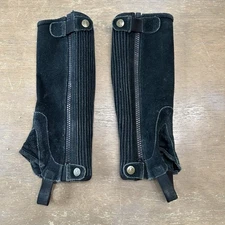 Moretta Amara Half Chaps Children's LARGE Black Suede Horse Riding Gaiters