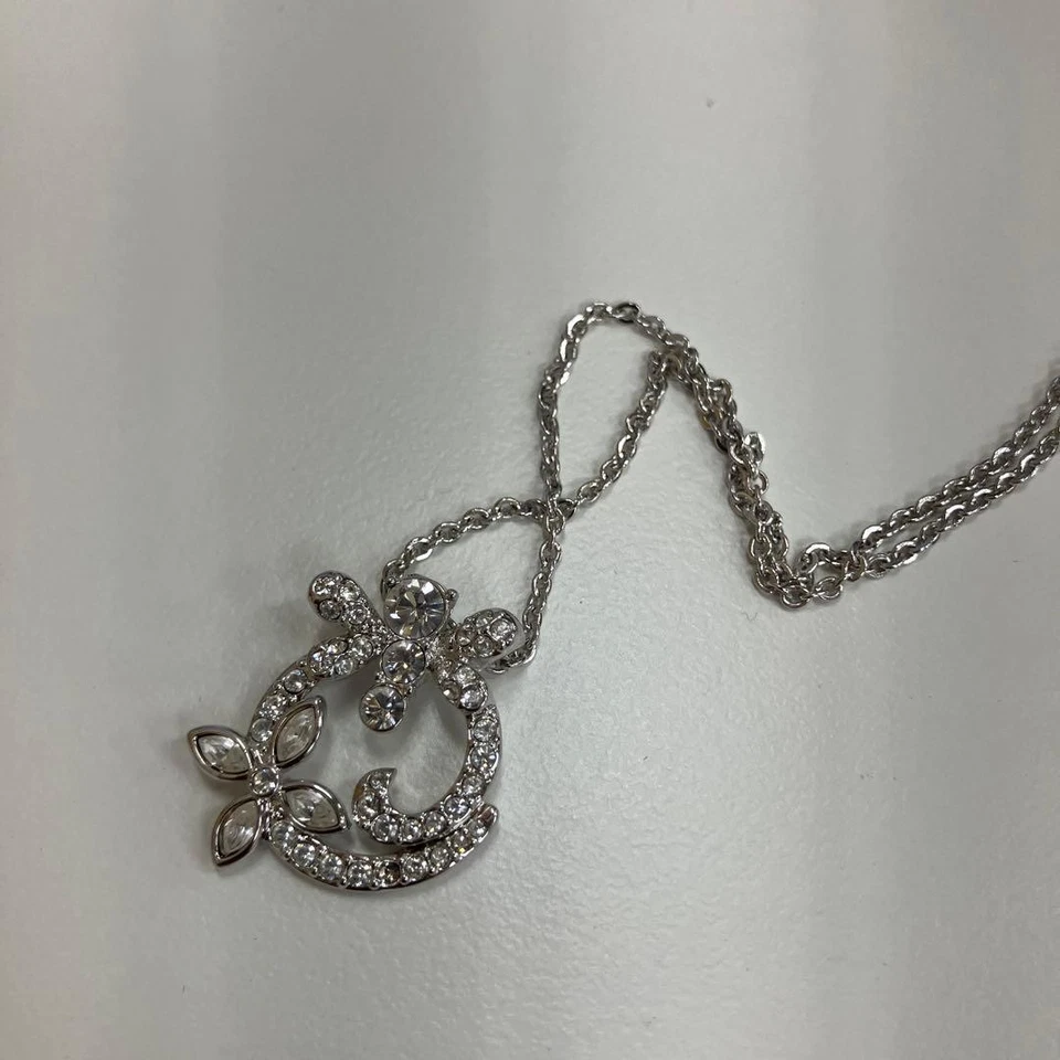 Collana con fiori Swarovski argento cristallo regolabile accessori eleganti C123 - Immagine 2 di 4