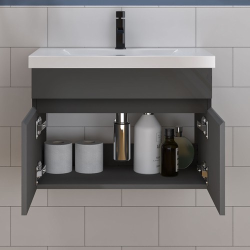 Badmöbel Set 60cm Waschbecken mit Unterschrank Freistehend Waschtisch Weiss - Bild 62 von 132