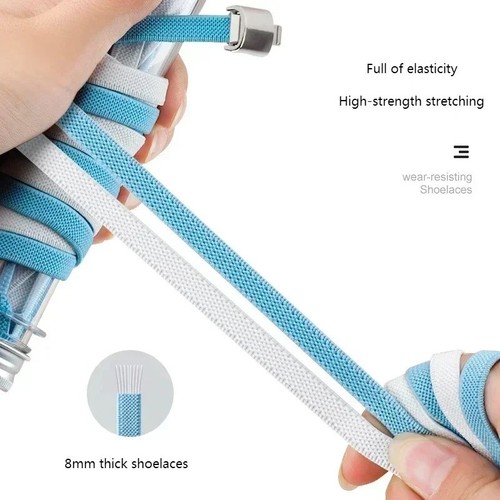 2 Stück Easy No Tie Schnürsenkel Elastisch Silikon Flach Faul Schuh Schnürsenkel Schnüre Erwachsene - Bild 3 von 35