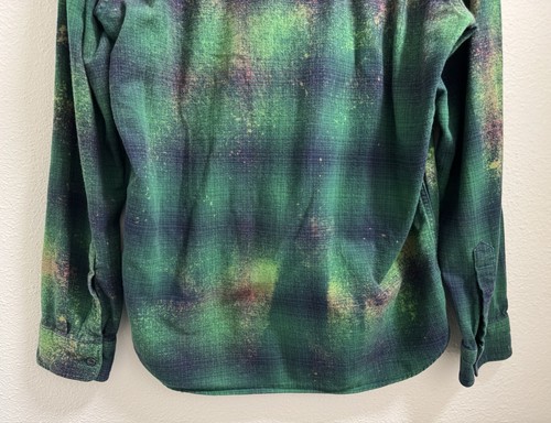 Camicia di flanella con bottoni a quadri sgusciata manica lunga tasca colorata uomo grande - Foto 7 di 9