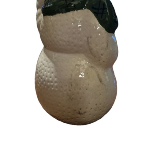 "Muñeco de nieve de cerámica vintage molde escarchado 13"" sombrero de copa bastón de caramelo bufanda pintada a mano" - Imagen 3 de 4