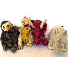 4 VINTAGE TY BEANIE BABIES PLUSH TOOTHY COLOSSO SLOWPOKE STUFFED ANIMAL LOT