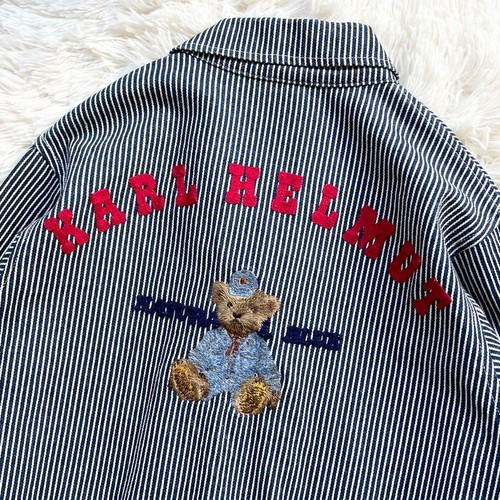 PINK HOUSE Jumpsuit with Embroidered Bear, Hickory, From Japan - Picture 8 of 11