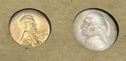 1957 P D US Mint Set in Wayte Raymond Board - 10 Coins - Picture 8 of 12