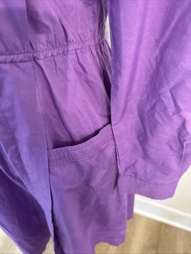 Vintage Cottagecore Purple Shirt Dress 70s 80s Midi Long Sleeve Size 5 - Picture 5 of 19