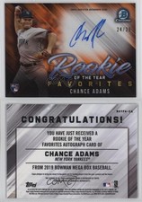 2019 Bowman Mega Box Orange Mojo Refractor /25 Chance Adams Rookie Auto RC