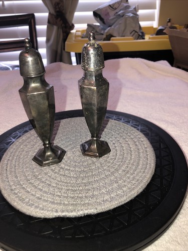 Vintage gewichtetes versilbertes verziertes Salz & Pfeffer Set - gebraucht, seltenes Sammlerstück - Bild 6 von 11