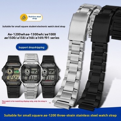 For Casio AE1200/1300/1100 A158/168 AQ-230 Stainless Steel Watch Band Strap 18mm