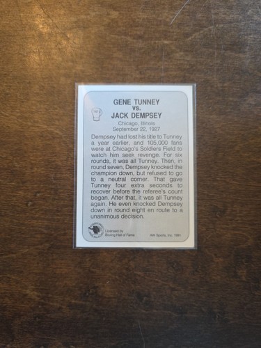 1991 All World Boxing Gene Tunney Jack Dempsey Tunny vs Dempsey II #141 - Picture 2 of 2