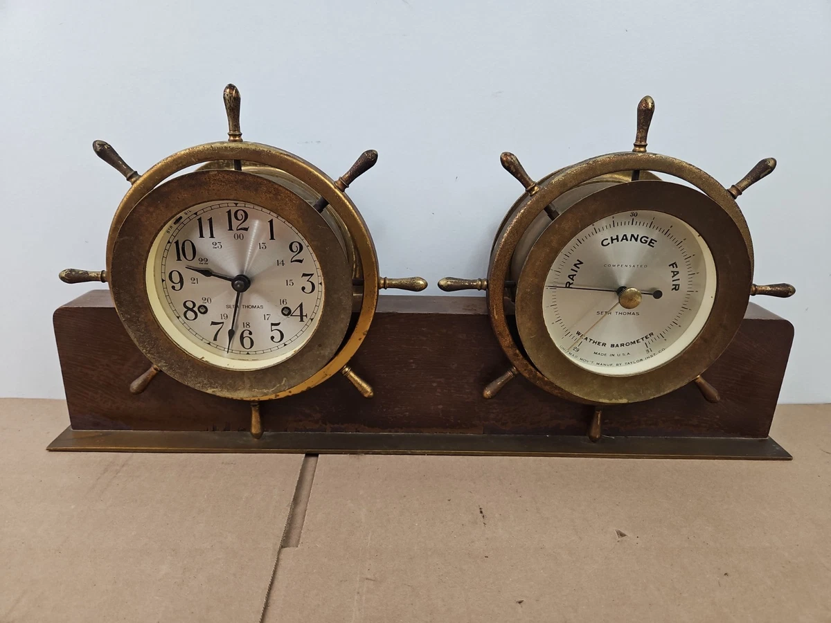 船舵时钟古董航海时钟| eBay