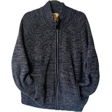 LL Bean Heritage Fisherman Sweater Mens XLarge Navy Heavy Knit Soft Cotton Zip