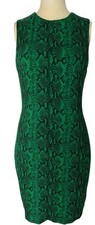 NWT Alice + Olivia Delora Dress Green Snake Print Sleeveless Back Zip Size 8