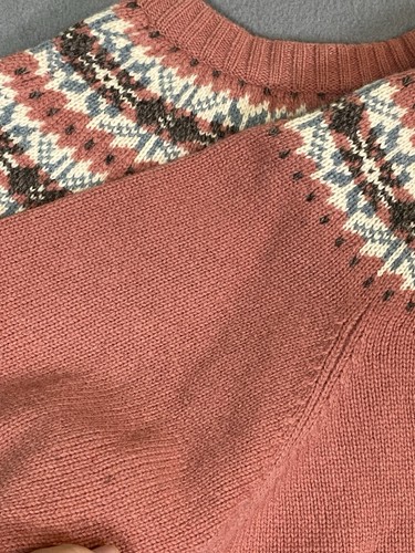 Suéter para mujer Woolrich Petite XL Fair Isle rosa 100 % lana de cordero - Imagen 21 de 24