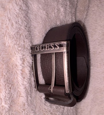 GUESS Brown Logo Buckle Men's Adjustable Dress Belt 34-36