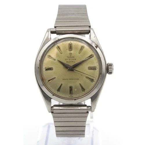 Vintage Tudor Oyster Royal Watch – Rolex Case & Crown – Patina Dial