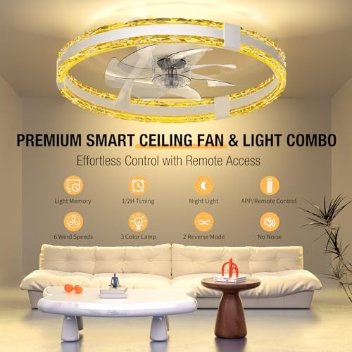 SKRFORM CEILING FANS LIGHTS REMOTE 20'' LOW PROFILE CEILING FAN - WHITE - Picture 2 of 5