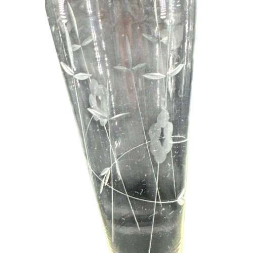 Vase Art Glass Duchin Creation Ruffled Top Etched Floral Sterling Base 10"T MCM - Bild 4 von 11