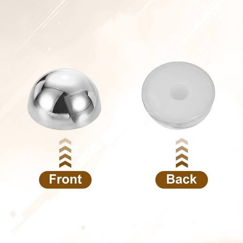 50Pcs Dome Studs, 6mm Plastic Round Mushroom Flat Back Rivets, Silver - Picture 3 of 6