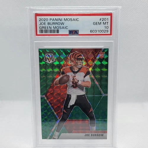 2020 Panini Mosaic Joe Burrow Reactive Green PSA 10 Gem Mint RC Bengals 🐅 🔥 