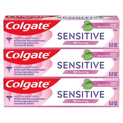 Colgate Whitening Toothpaste for Sensitive Teeth, Enamel Repair 6 Oz (Pack of 3)