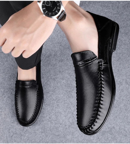 Zapatos informales para hombre Mocasines sin cordones de caña baja Zapatos de negocios de cuero genuino - Imagen 19 de 26