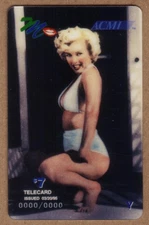 $7. Marilyn Monroe Squatting In A Bikini Swimsuit ('Y') SPECIMEN Phone Card