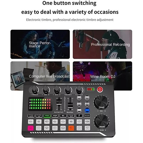 Live Sound Card and Audio Interface with DJ Mixer Effects and Voice Changer F988 - Picture 8 of 24