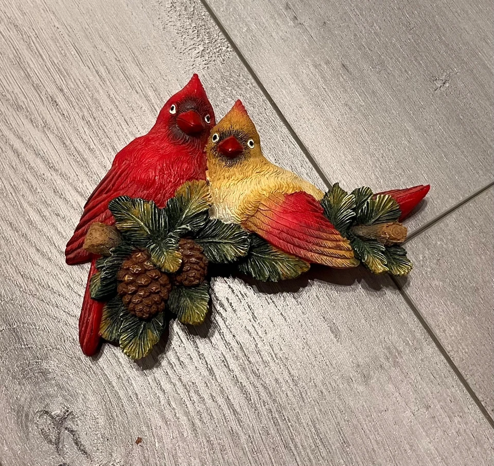 Par de cardenales vintage marco puerta esquina pared decoración placa Foto 3 de 4