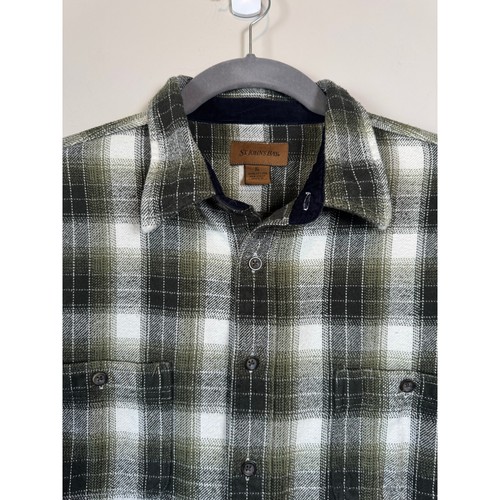Vintage St Johns Bay grün weiß kariertes Flanellhemd Herren XL schwere Arbeitskleidung Grunge - Bild 3 von 10
