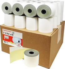 (32 Rolls) 2 Ply Carbonless Rolls 3" X 95 Feet White/Yellow Receipt Paper POS Ca