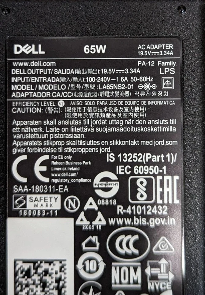 LOT OF 2 Genuine Dell 65W Latitude E5470 E5480 E5400 Laptop AC Adapter Charger ! - Image 4 of 4