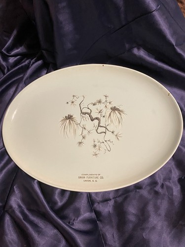 VTG Advertising Taylor Smith Taylor Rare Dwarf Pine Turquoise Blue Oval Platter - Bild 1 von 12