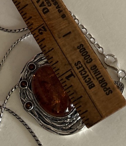 Vintage Designer Israel Prodesso Sterling silver Modernist Amber Necklace 26” - Bild 12 von 13