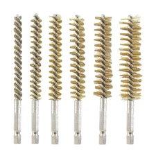 Uenhoy 6 Pieces Brass Bore Brushes in Different Sizes, Bristles Gold 