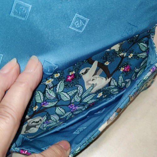 Vera Bradley Sloth Wallet Crossbody Wristlet Removable Straps RFID Teal Blue 7x4 - Picture 9 of 13
