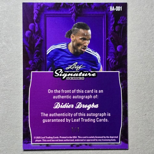 2025 Leaf Didier Drogba Signature Series 1/1 Blue Shimmer One Of One Chelsea - Bild 2 von 2