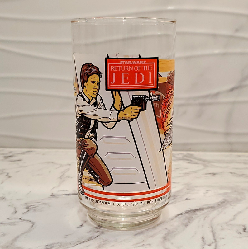 Vtg 1983 Star Wars Return of the Jedi Han Solo Promotional Glass Tumbler